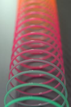 A close up shot of a slinky toy