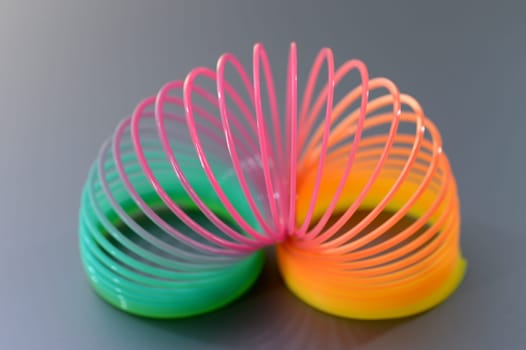 A close up shot of a slinky toy