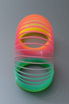 A close up shot of a slinky toy