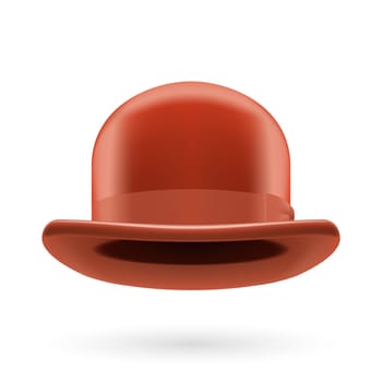 Brown round traditional hat with hatband on white background.