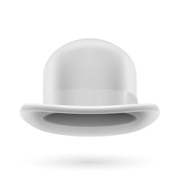 White round traditional hat with hatband on white background.