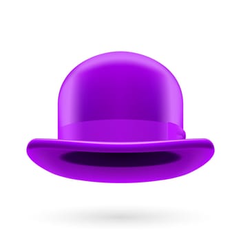 Violet round traditional hat with hatband on white background.