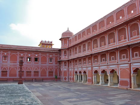 Pink sandstone Chandra Mahal in City palace
