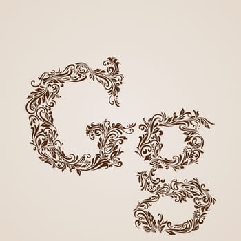 Handsomely decorated letter g in upper and lower case.