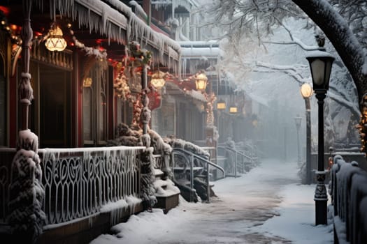 A captivating artistic portrayal of the enchanting winter season, where landscapes are magically transformed into a wonderland adorned with shimmering snow and sparkling icicles.
