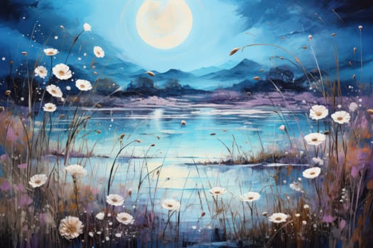 An enchanting portrayal of tranquil moonlit meadows, where dreams materialize and aspirations come to life.