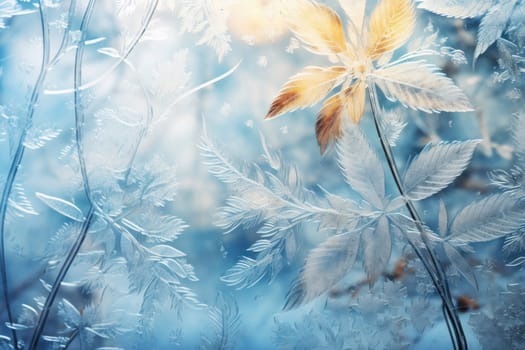 An exquisite display of artistry, capturing the intricate and mesmerizing patterns formed by frost on windows, leaves, and various surfaces through the lens of macro photography, resulting in striking and abstract visual compositions.