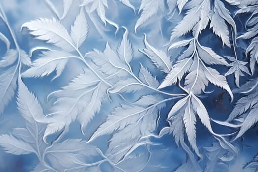 An exquisite display of artistry, capturing the intricate and mesmerizing patterns formed by frost on windows, leaves, and various surfaces through the lens of macro photography, resulting in striking and abstract visual compositions.