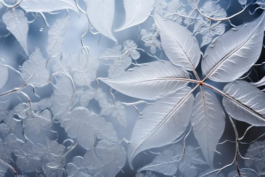 An exquisite display of artistry, capturing the intricate and mesmerizing patterns formed by frost on windows, leaves, and various surfaces through the lens of macro photography, resulting in striking and abstract visual compositions.