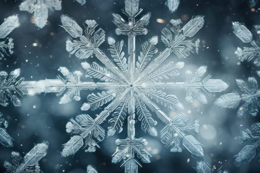 An artistic masterpiece showcasing the exquisite details and singular beauty of individual snowflakes, captured through the lens of macro photography, unraveling their complex, one-of-a-kind designs.