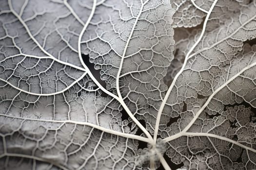 An exquisite display of artistry, capturing the intricate and mesmerizing patterns formed by frost on windows, leaves, and various surfaces through the lens of macro photography, resulting in striking and abstract visual compositions.