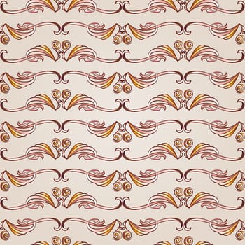 Patterns gorizontal in the form of vines abstact trees on a light beige background
