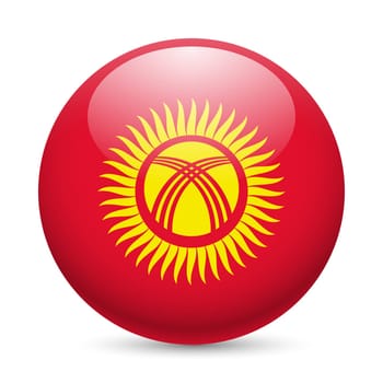 Flag of Kyrgyzstan as round glossy icon. Button with Kyrgyz flag