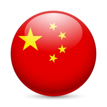 Flag of China as round glossy icon. Button with Chinese flag