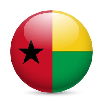 Flag of Guinea-Bissau as round glossy icon. Button with flag colors