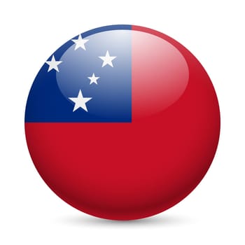 Flag of Samoa as round glossy icon. Button with Samoan flag