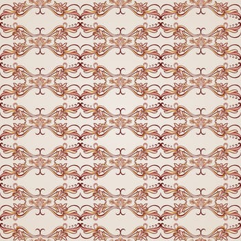 Seamless pattern with floral elements brown and rose pink colors