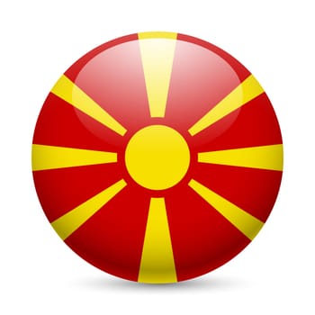 Flag of Macedonia as round glossy icon. Button with Macedonian flag
