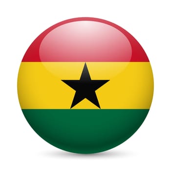 Flag of Ghana as round glossy icon. Button with Ghanaian flag