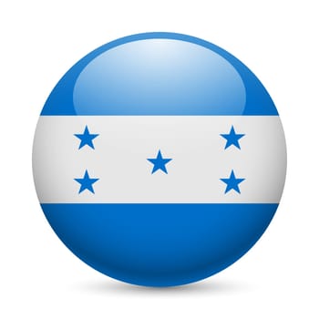 Flag of Honduras as round glossy icon. Button with Honduran flag