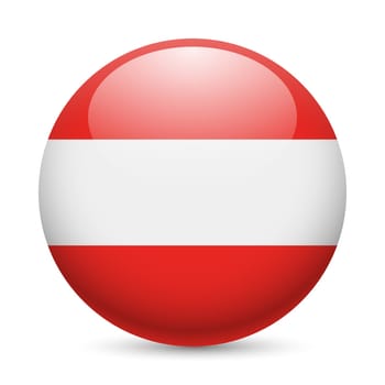 Flag of Austria as round glossy icon. Button with Austrian flag