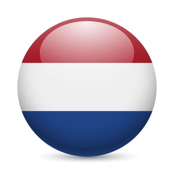 Flag of Netherlands as round glossy icon. Button with Dutch flag