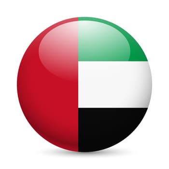 Flag of United Arab Emirates as round glossy icon. Button with flag design