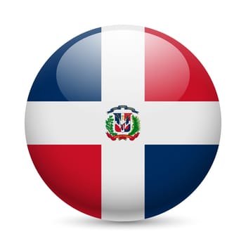 Flag of Dominican Republic as round glossy icon. Button with flag design
