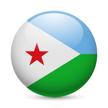 Flag of Djibouti as round glossy icon. Button with Djiboutian flag