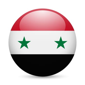 Flag of Syria as round glossy icon. Button with Syrian flag