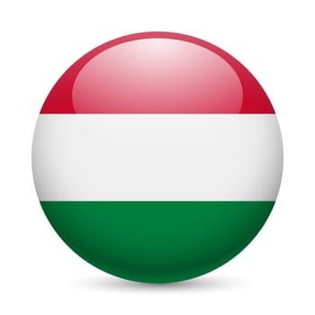 Flag of Hungary as round glossy icon. Button with Hungarian flag