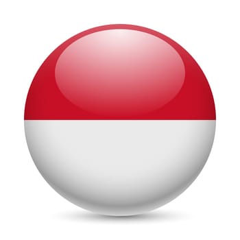 Flag of Monaco as round glossy icon. Button with Monacan flag