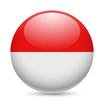 Flag of Indonesia as round glossy icon. Button with Indonesian flag
