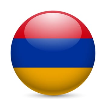 Flag of Armenia as round glossy icon. Button with Armenian flag