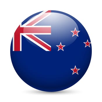 Flag of New Zealand as round glossy icon. Button with flag colors