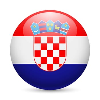 Flag of Croatia as round glossy icon. Button with Croatian flag