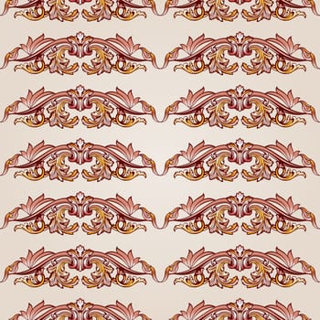 Patterns in the form of vines abstact trees and leafage on a light beige background