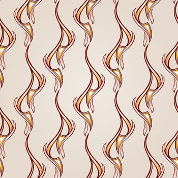 Patterns wavy vertical in the form of vines abstaktnyh trees on a light beige background