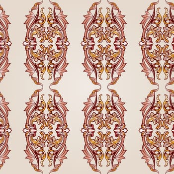 Paperhanging in the form of vines abstact trees on a light beige background