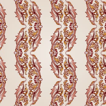Patterns wavy lines in the form of vines abstact trees on a light beige background