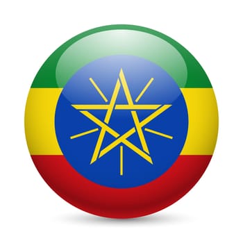 Flag of Ethiopia as round glossy icon. Button with Ethiopian flag