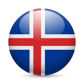 Flag of Iceland as round glossy icon. Button with Icelandic flag
