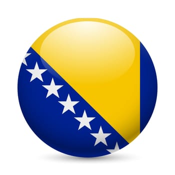 Flag of Bosnia and Herzegovina as round glossy icon. Button with flag colors
