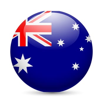 Flag of Australia as round glossy icon. Button with Australian flag