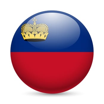 Flag of Liechtenstein as round glossy icon. Button with flag colors