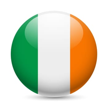 Flag of Ireland as round glossy icon. Button with Irish flag