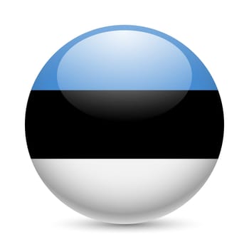 Flag of Estonia as round glossy icon. Button with Estonian flag