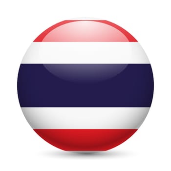 Flag of Thailand as round glossy icon. Button with Thail flag