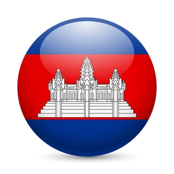 Flag of Cambodia as round glossy icon. Button with Cambodian flag