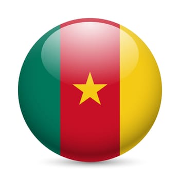 Flag of Cameroon as round glossy icon. Button with Cameroonian flag